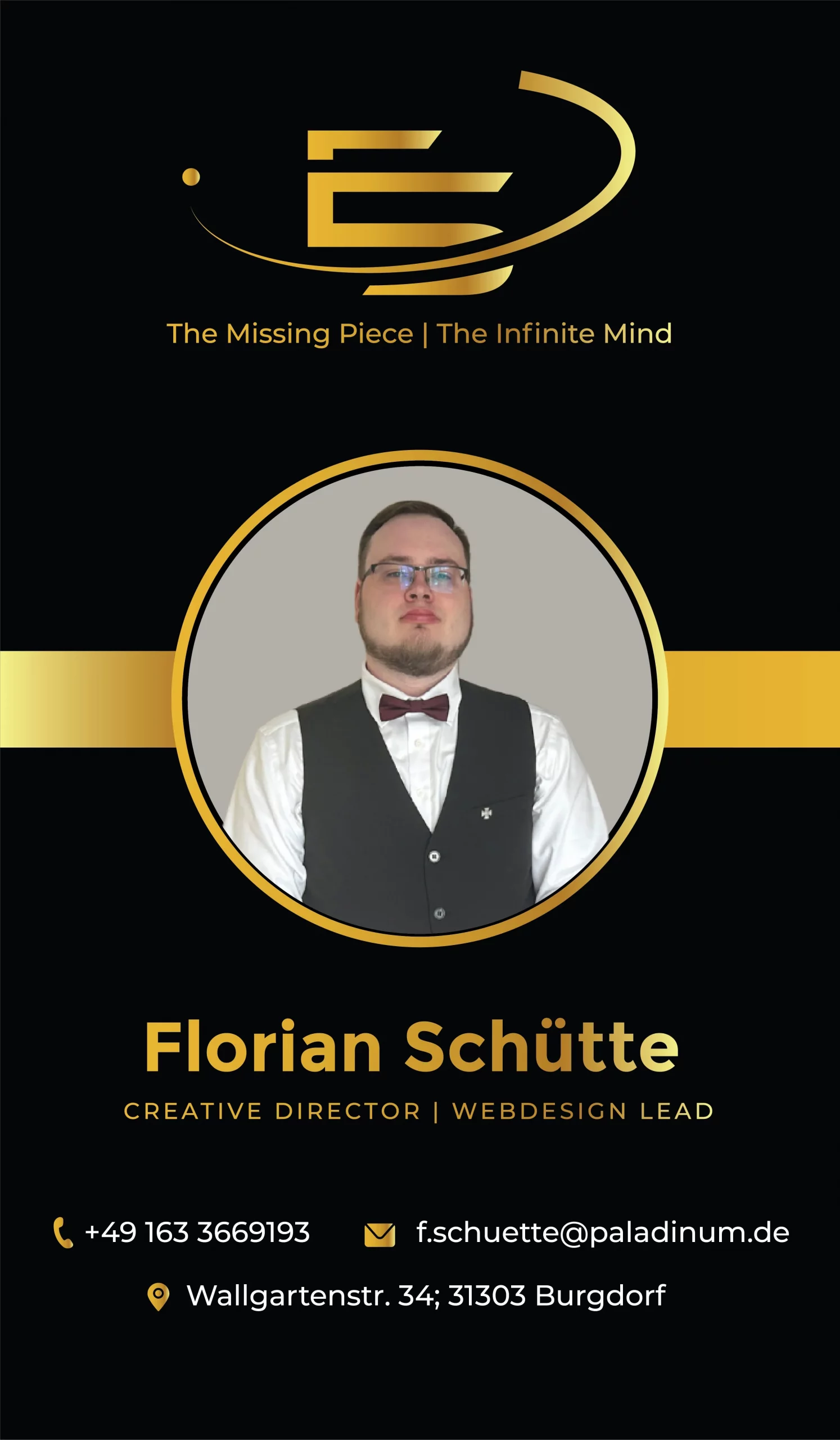 Teamkarte element5 – Florian Schütte, Creative Director und Webdesign Lead. Spezialist für digitale Identitäten, Storytelling, UX und kreative Markenstrategie.